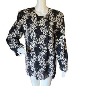 Vintage Alcott & Andrews Silk Floral Print Career Jacket Size 14